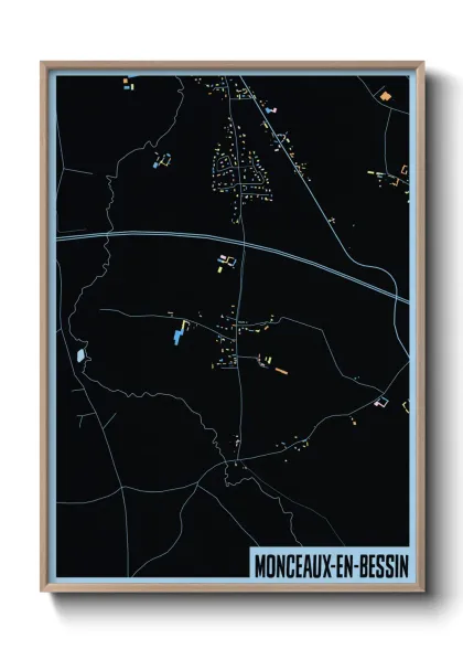 Une affiche de carte sur Monceaux-en-Bessin