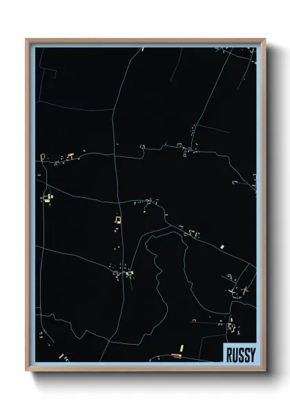 Une affiche de carte sur Russy