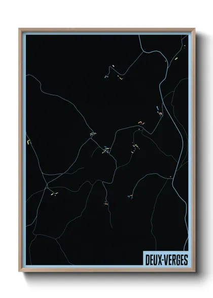 Une affiche de carte sur Deux-Verges