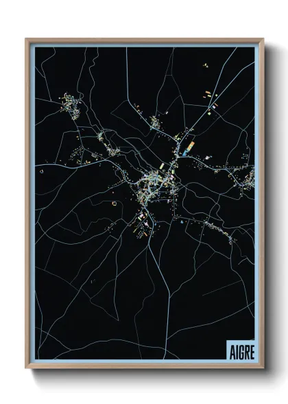 Une affiche de carte sur Aigre