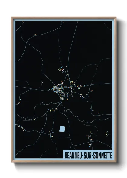 Une affiche de carte sur Beaulieu-sur-Sonnette