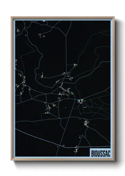 Une affiche de carte sur Bioussac