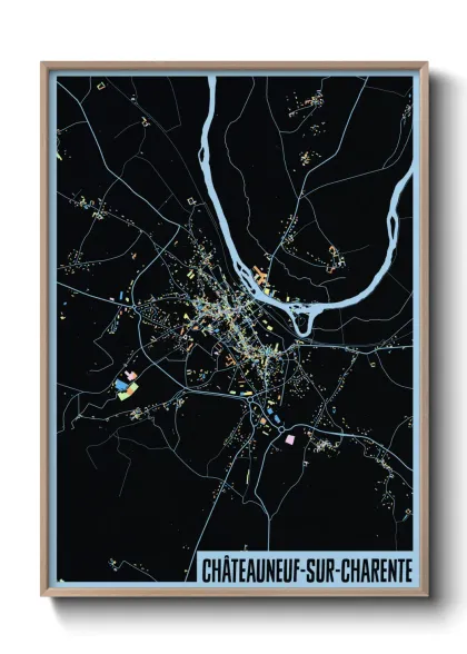 Une affiche de carte sur Châteauneuf-sur-Charente