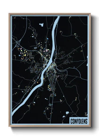 Une affiche de carte sur Confolens