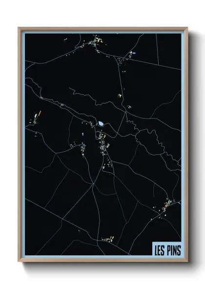 Une affiche de carte sur Les Pins