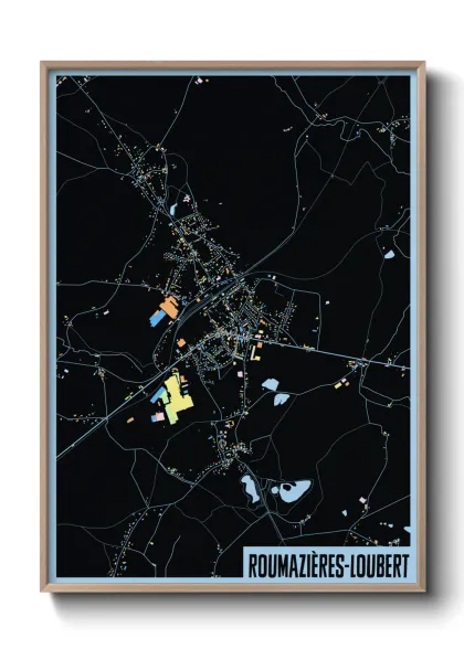 Une affiche de carte sur Roumazières-Loubert