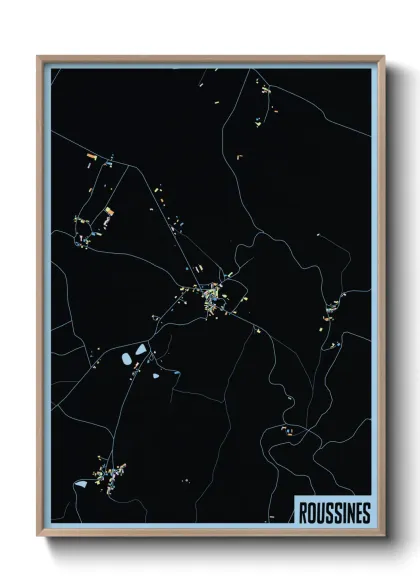 Une affiche de carte sur Roussines