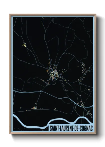 Une affiche de carte sur Saint-Laurent-de-Cognac