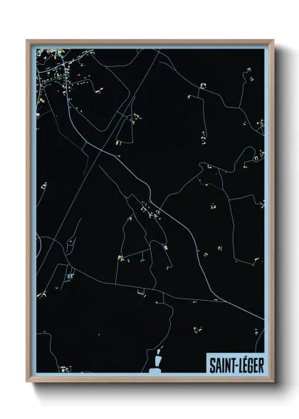 Une affiche de carte sur Saint-Léger