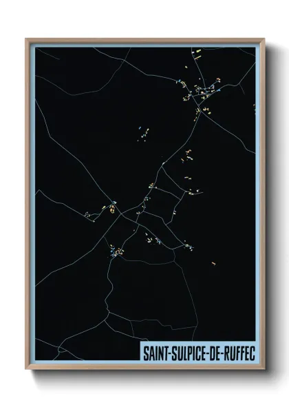 Une affiche de carte sur Saint-Sulpice-de-Ruffec