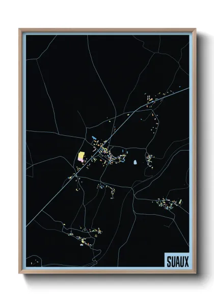 Une affiche de carte sur Suaux