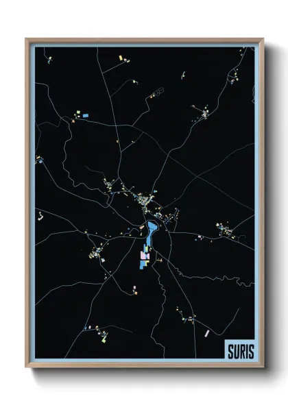 Une affiche de carte sur Suris