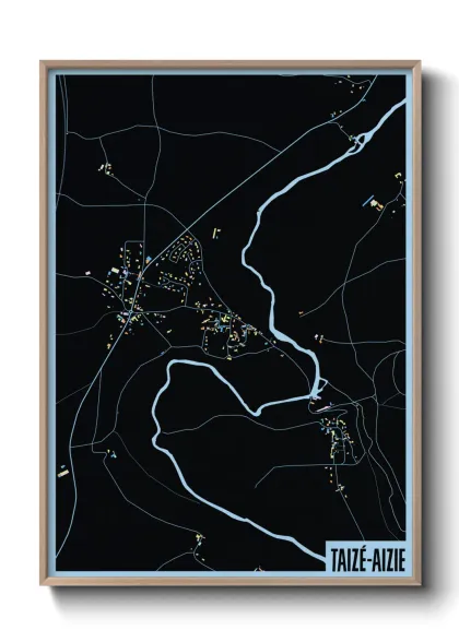 Une affiche de carte sur Taizé-Aizie