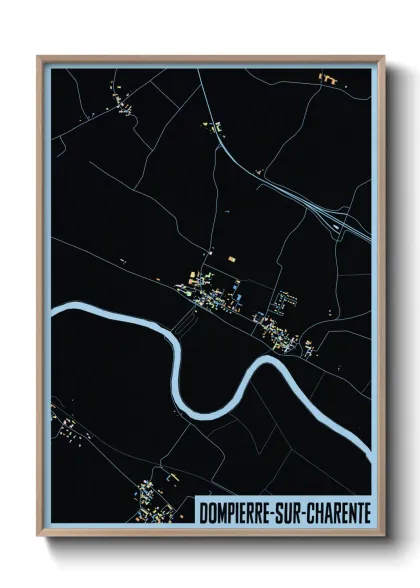Une affiche de carte sur Dompierre-sur-Charente