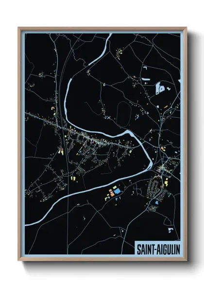 Une affiche de carte sur Saint-Aigulin