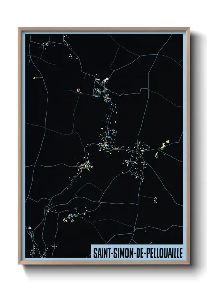 Une affiche de carte sur Saint-Simon-de-Pellouaille