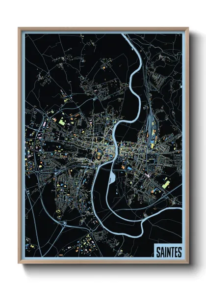 Une affiche de carte sur Saintes