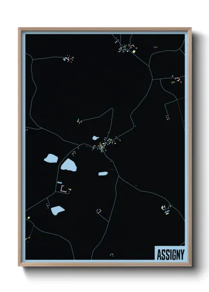 Une affiche de carte sur Assigny