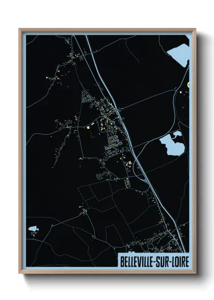 Une affiche de carte sur Belleville-sur-Loire