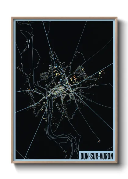 Une affiche de carte sur Dun-sur-Auron