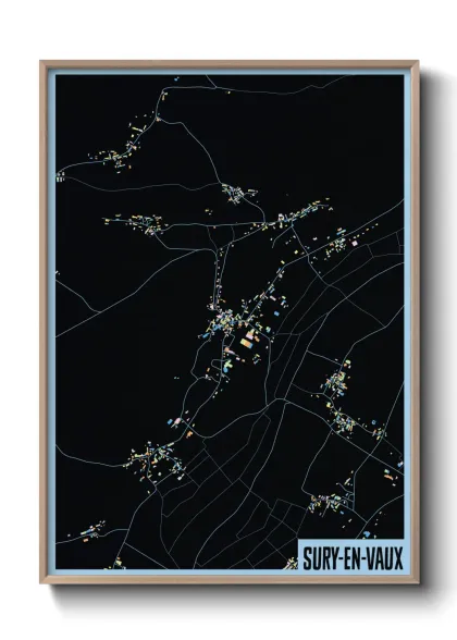 Une affiche de carte sur Sury-en-Vaux