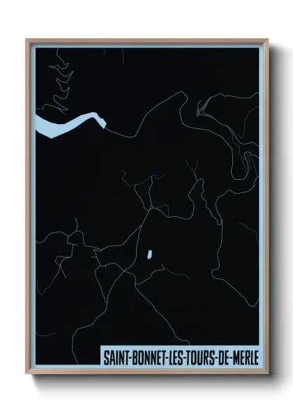 Une affiche de carte sur Saint-Bonnet-les-Tours-de-Merle