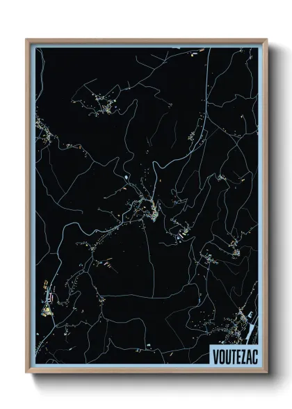 Une affiche de carte sur Voutezac