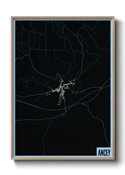 Une affiche de carte sur Ancey