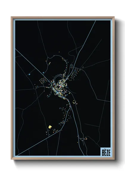 Une affiche de carte sur Bèze