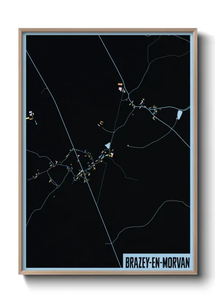 Une affiche de carte sur Brazey-en-Morvan