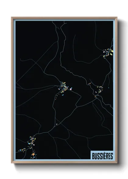 Une affiche de carte sur Bussières