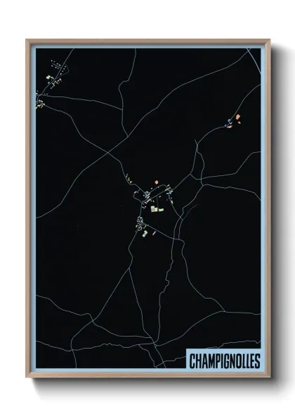 Une affiche de carte sur Champignolles