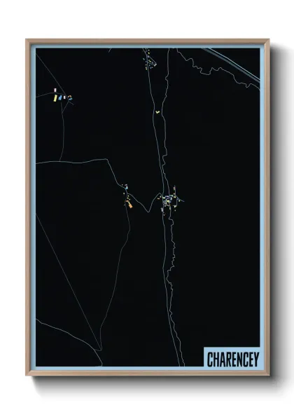 Une affiche de carte sur Charencey