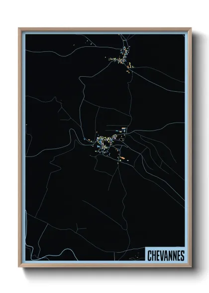 Une affiche de carte sur Chevannes