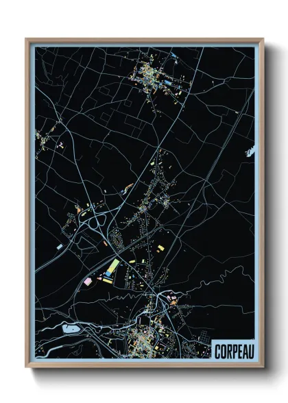 Une affiche de carte sur Corpeau