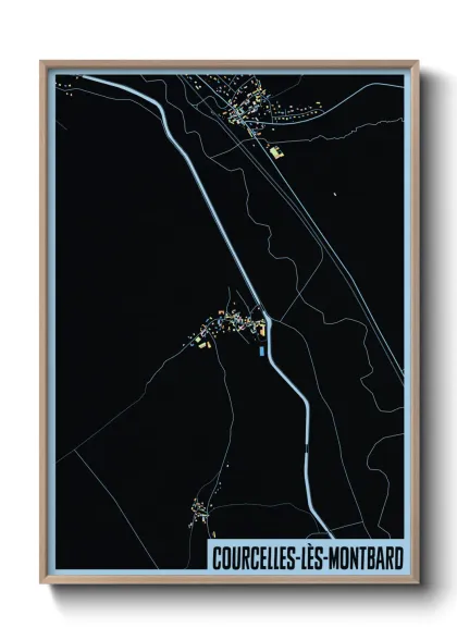 Une affiche de carte sur Courcelles-lès-Montbard
