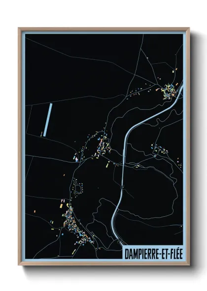 Une affiche de carte sur Dampierre-et-Flée