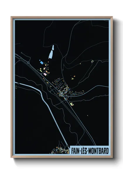 Une affiche de carte sur Fain-lès-Montbard
