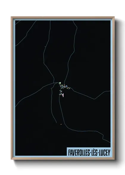 Une affiche de carte sur Faverolles-lès-Lucey