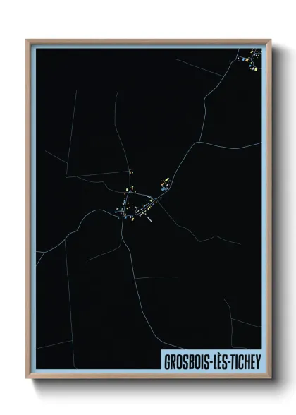 Une affiche de carte sur Grosbois-lès-Tichey