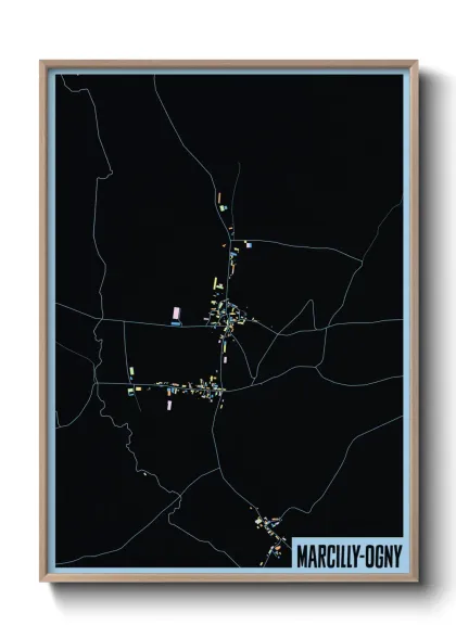 Une affiche de carte sur Marcilly-Ogny