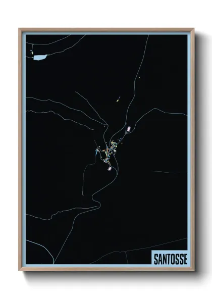 Une affiche de carte sur Santosse