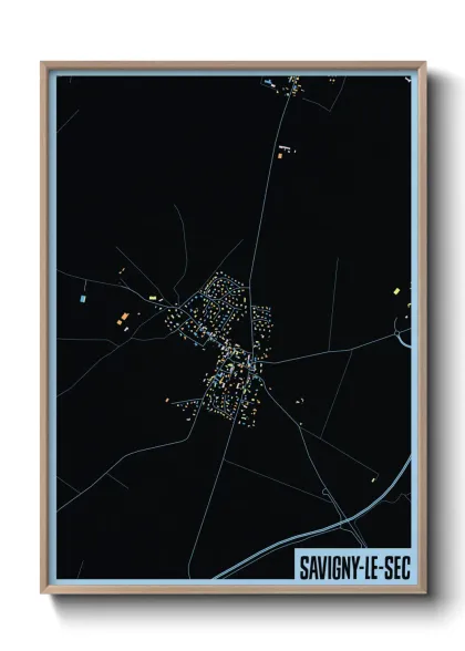 Une affiche de carte sur Savigny-le-Sec