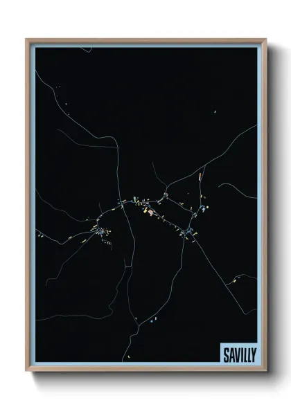 Une affiche de carte sur Savilly