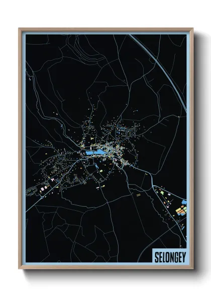 Une affiche de carte sur Selongey