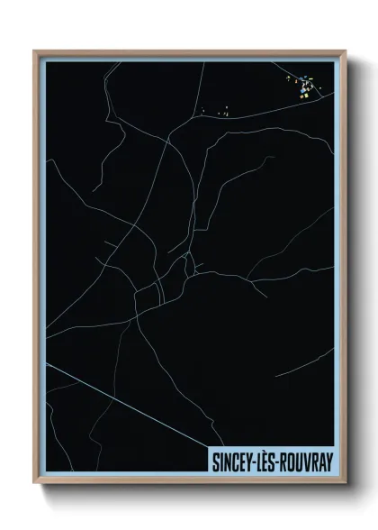 Une affiche de carte sur Sincey-lès-Rouvray
