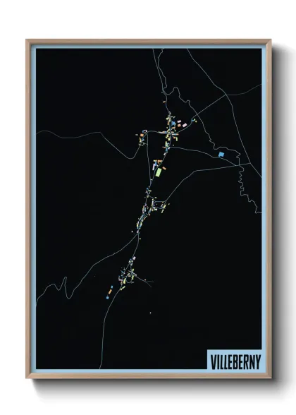 Une affiche de carte sur Villeberny