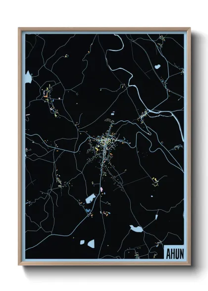 Une affiche de carte sur Ahun