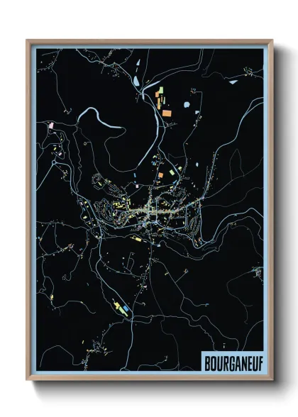 Une affiche de carte sur Bourganeuf