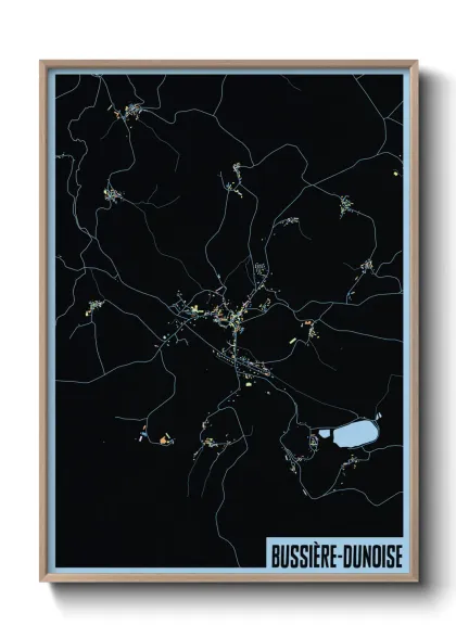 Une affiche de carte sur Bussière-Dunoise